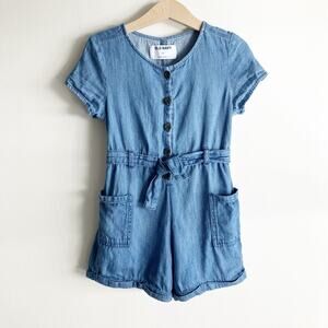 Old Navy Girls 4T Romper Chambray Blue Short Sleeve Tie Casual Summer Spring